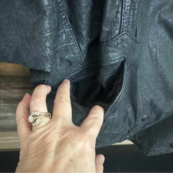 Winlit Vintage Black genuine Leather 80’s Women’s Jacket Small Shoulder Pads - Picture 3 of 8